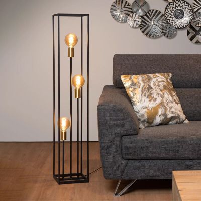 Guld golvlampa modern, Ruben, med brytare