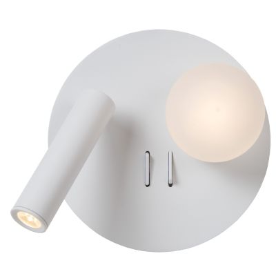 Vit sänglampa modern, Matiz, 3,5W, 3000K LED, med brytare
