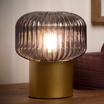 Guld bordslampa retro, Jany, med brytare