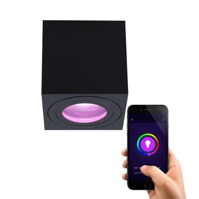 Modern smart taklampa svart, Alion, IP44, 4,5W, RGBW