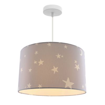 Tyg fönsterlampa barn grå, Stars