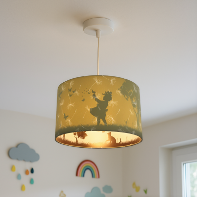 Tyg fönsterlampa barn grön, Butterfly