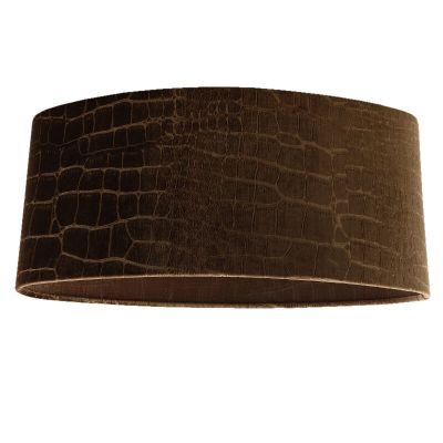 50 cm oval lampskärm sammet brun krokodiltyg, Emilius