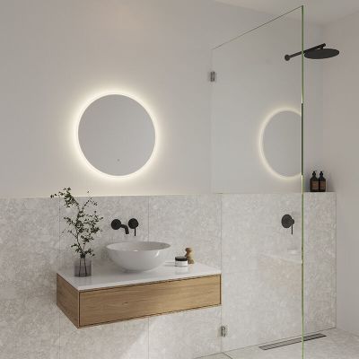 Grå speglar med belysning modern, Dovina, 20W, 4000K LED, IP44, med brytare