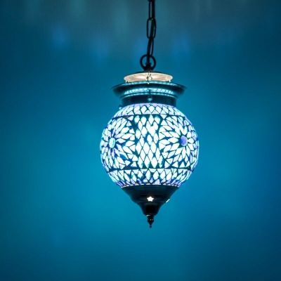 Blå orientalisk fönsterlampa mosaik, Nisrin