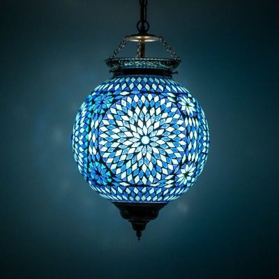 Blå orientalisk fönsterlampa mosaik, Aziza
