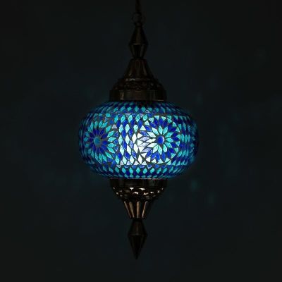 Blå orientalisk fönsterlampa mosaik, Aicha