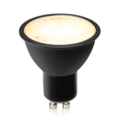 Dimbar GU10 LED lampa Antonie, svart, 5W, 3000K
