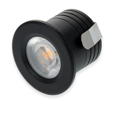 Svart mini infälld spotlight aluminium, Philomena, 2W, 3000K LED, IP44