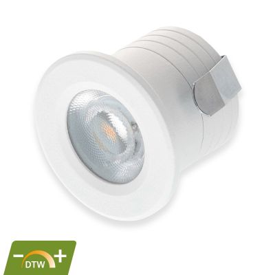 Vit mini infälld spotlight aluminium, Philomena, 2W, dim to warm LED, IP44
