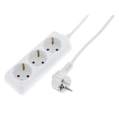 Exin grenuttag 3-vägs, skyddsjord, 2300w 3 x 1,0 mm. 3 m vit