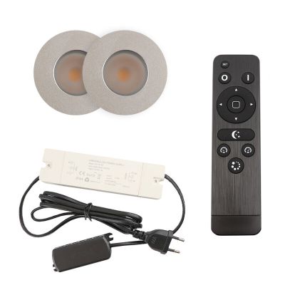 2 krom infälld spotlights uterum Dico, IP65, med anslutningsset och fjärrkontroll