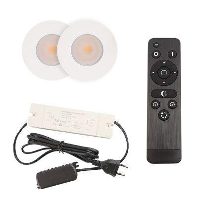 2 vit infälld spotlights uterum Dico, IP65, med anslutningsset och fjärrkontroll
