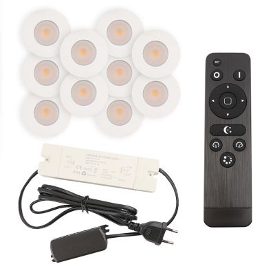 10 vit infälld spotlights uterum Dico, IP65, med anslutningsset och fjärrkontroll