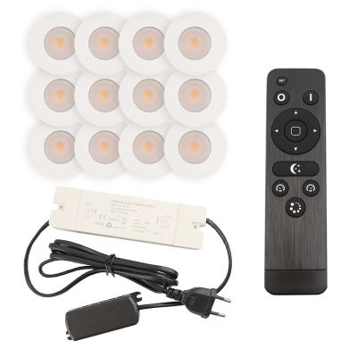 12 vit infälld spotlights uterum Dico, IP65, med anslutningsset och fjärrkontroll