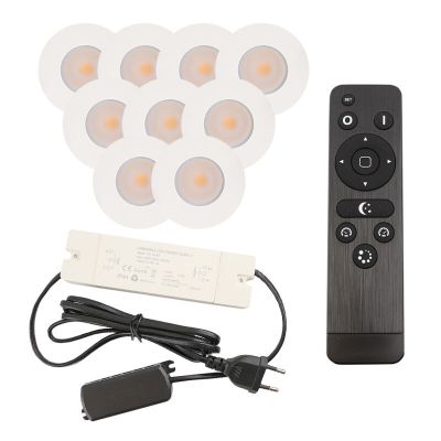 9 vit infälld spotlights uterum Dico, IP65, med anslutningsset och fjärrkontroll