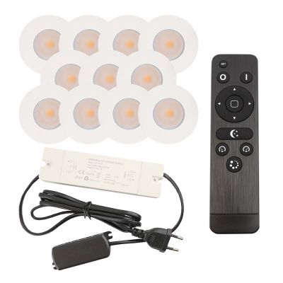 11 vit infälld spotlights uterum Dico, IP65, med anslutningsset och fjärrkontroll