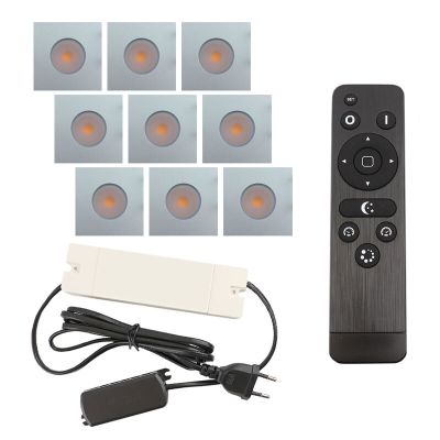 9 fyrkantig krom infälld spotlights uterum Dico, IP65, med anslutningsset och fjärrkontroll