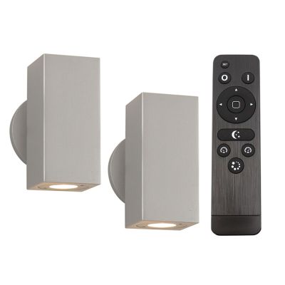 2 up down vägglampor Rudy, 12V, med anslutningsset och fjärrkontroll