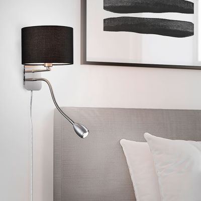Nickel vägglampa metall, Ledbury, med brytare