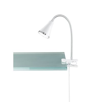 Vit klämspot plast, Taimi, 3,8W, 3000K LED, med brytare