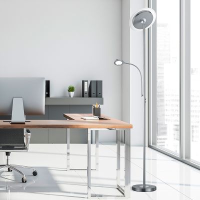 Nickel golvlampa modern, Benny, 18W, 3000K LED, med beröringsdimmer