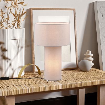 Grå bordslampa tyg, Denilson, med brytare