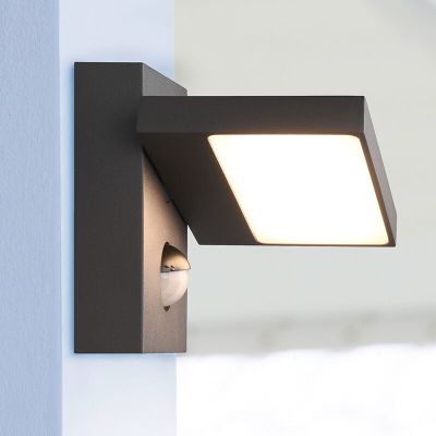 Antracit utomhus vägglampa med rörelsesensor modern, Tabita, 8W, 3000K LED, IP54