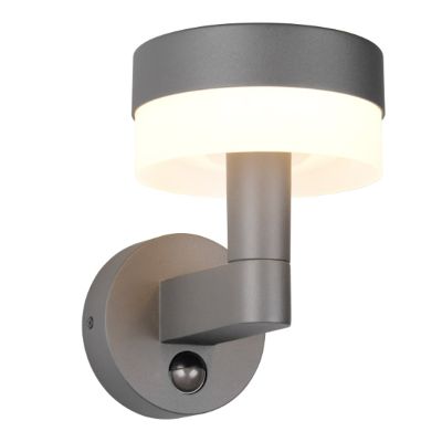 Antracit utomhus vägglampa med rörelsesensor modern, Irfaan, 8W, 3000K LED, IP54