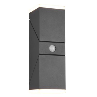 Antracit utomhus vägglampa med rörelsesensor modern, Liron, 7W, 3000K LED, IP54