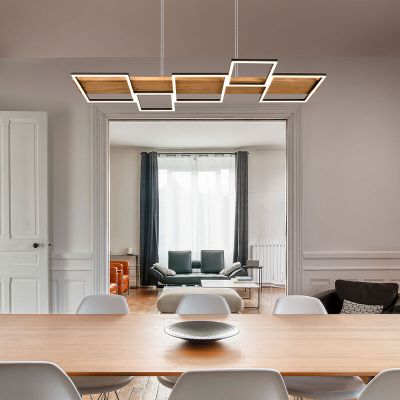Trä fönsterlampa brun, Justian, 42W, 3000K LED, 3 stegs dimmer