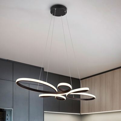 Svart pendellampa matbord design, Vikash, 32W, 3000K LED, 3 stegs dimmer