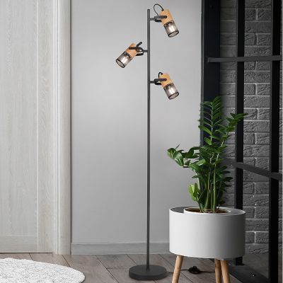 Svart golvlampa vintage, Jessica, med brytare
