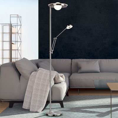 Nickel läslampa golv modern, Yazid, 32W, justerbar ljusfärg LED, med beröringsdimmer