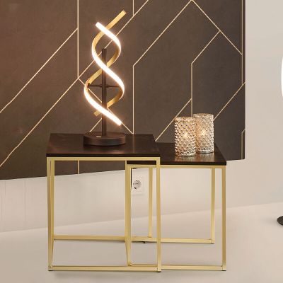 Mässing bordslampa design, Sylvian, 20W, varm till kall vit justerbar LED, med beröringsdimmer