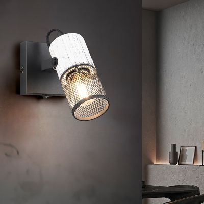 Svart väggspotlight vintage, Marjet, med brytare