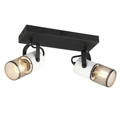 Svart väggspotlight vintage, Marjet, med brytare