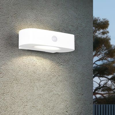 Vit utomhus vägglampa solcell modern, Pytsje, 6W, 4000K LED, IP44, med brytare