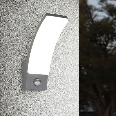Antracit utomhus vägglampa med rörelsesensor modern, Popke, 12,5W, 4000K LED, IP44