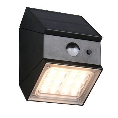 Svart utomhus vägglampa solcell modern, Majida, IP65
