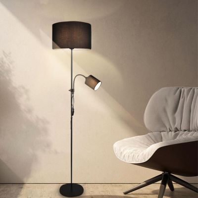 Svart läslampa golv modern, Edina, med brytare