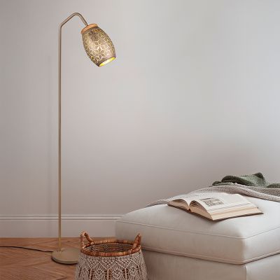 Brun golvlampa modern, Delana, med brytare