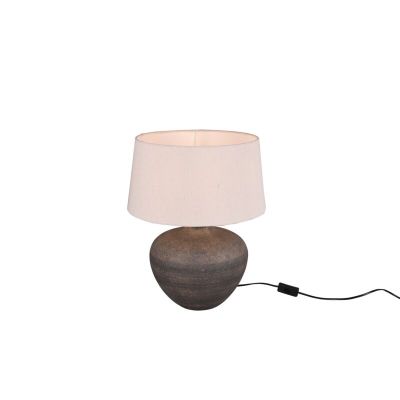 Keramik bordslampa brun, Ulo, med brytare