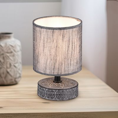 Keramik bordslampa grå, Lola, med brytare