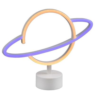 Vit bordslampa barn plast, Planet, 2W, 3000K LED, med brytare