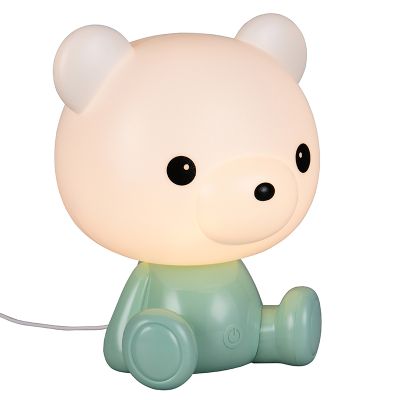 Grön bordslampa barn plast, Lumibear, 0,3W, RGB LED, med brytare