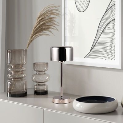 Krom uppladdningsbar bordslampa modern, Dustin, 1W, 3000K LED, med beröringsdimmer