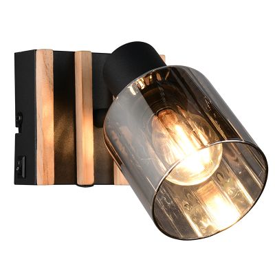 Svart väggspotlight modern, Steije, med brytare