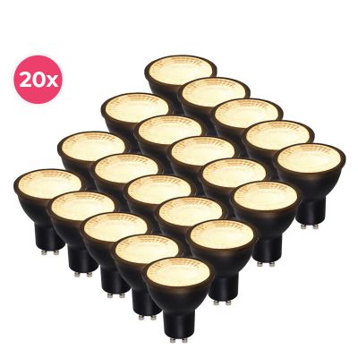 20-pack svart GU10 LED spot Antonie, 3 Watt, 2700K (varm vit)