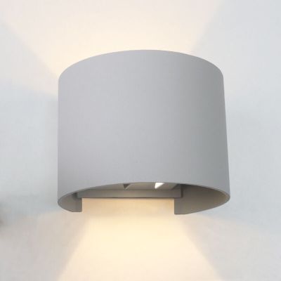 Modern up down vägglampa grå, Dion, 6W, 3000K LED, IP65
